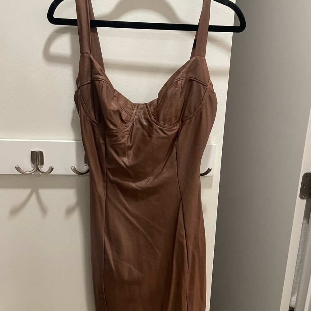 Naked Wardrobe Brown Mini Dress